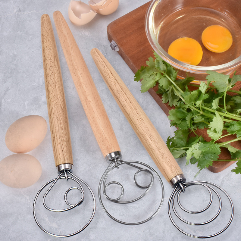 Danish Pancake Pan - 13-дюймовая дубовая ручка, датский спиральный смеситель